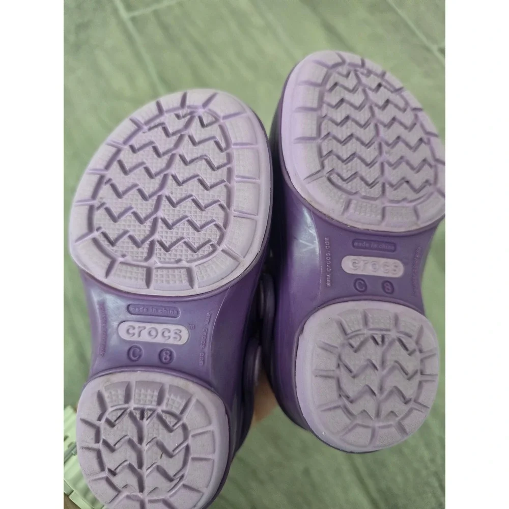 Crocs Carlie Purple Mary Jane‎ Clogs Bow Detail Girls Toddler Size C8